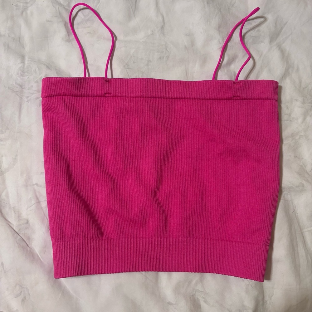 Vibrant Pink Ribbed Crop Top